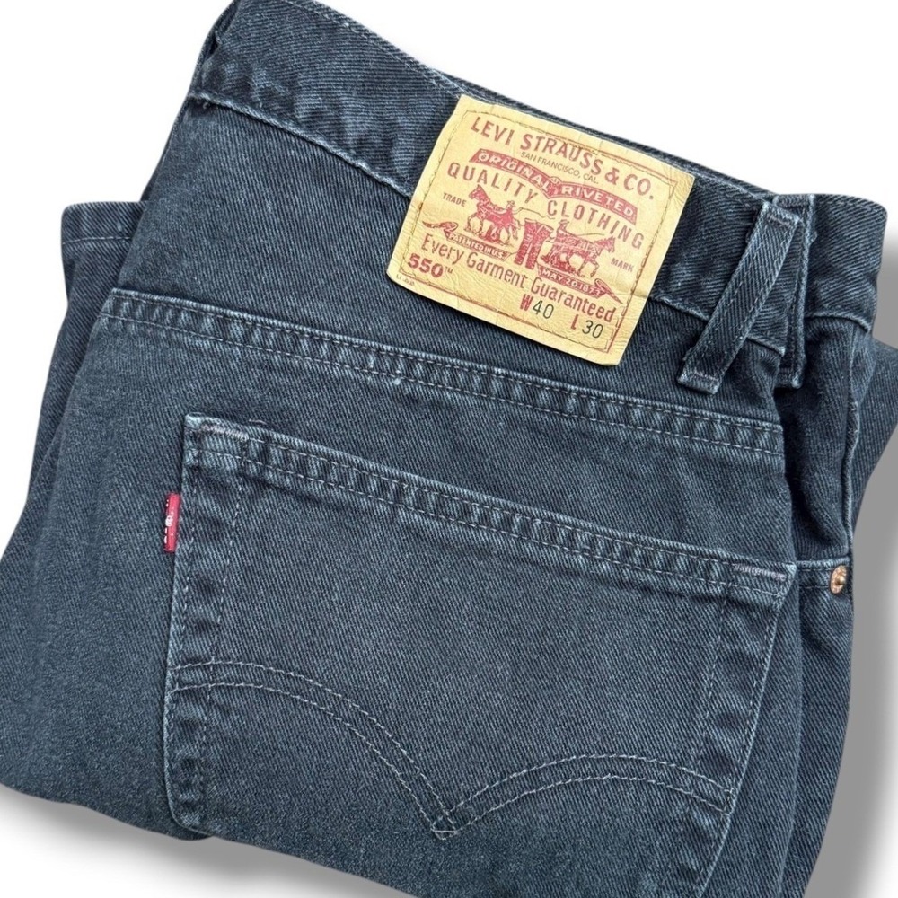 Levis 550 Relaxed Fit Jeans Men 40x30 (37x28) Faded Black Denim Tapered Leg